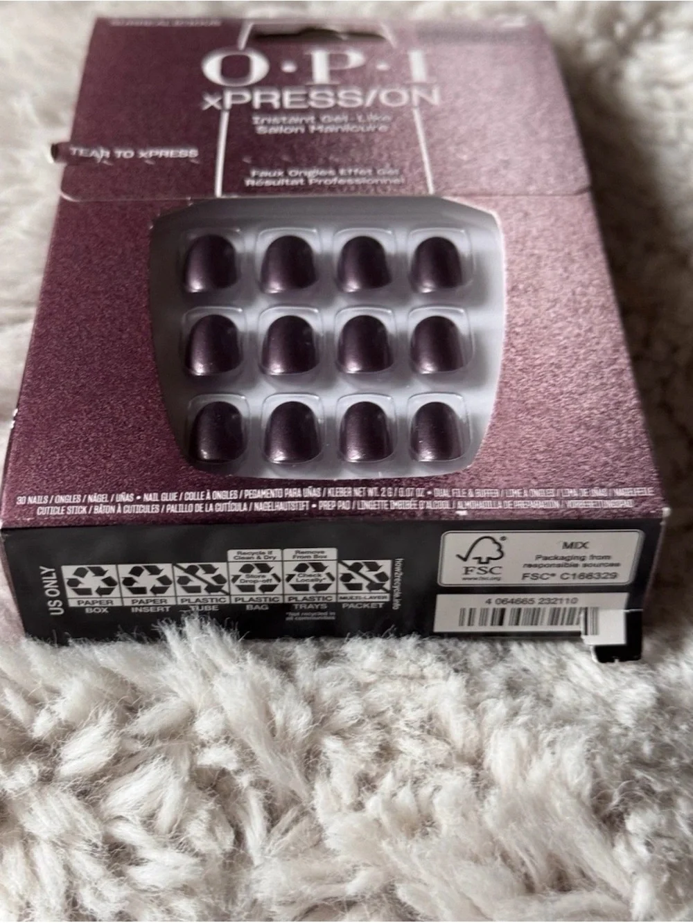 OPI Xpress/on Surrealicious Short Square Oval Press On Nails Purple Glitter